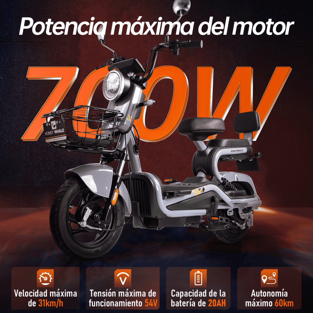 MOTOBICI ELÉCTRICA HONEY WHALE KC GRIS TORNASOL