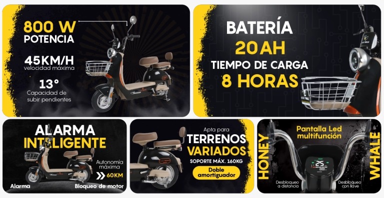 Motobici Electrica Honey Whale UNA Cafe