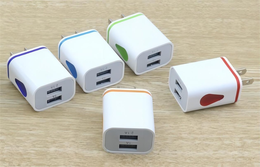 (SMC-01)(TT-3003) CUBO DOBLE 2.1A GOTA LED