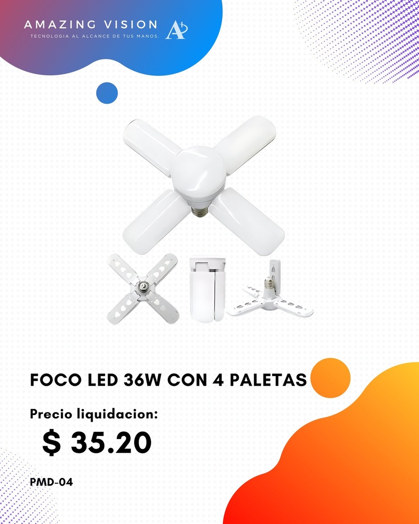 FOCO LED 36W CON 4 PALETAS (PMD-04)