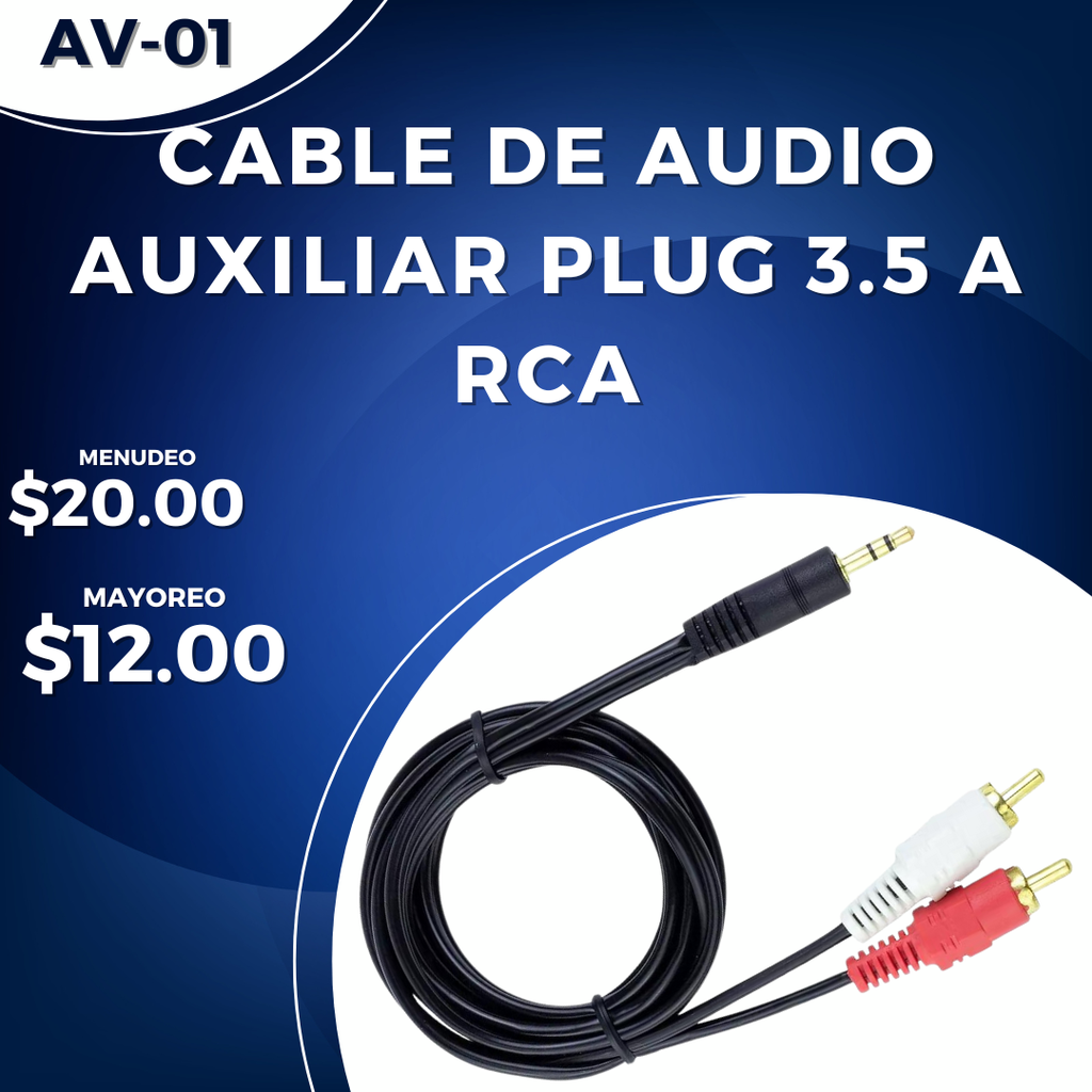 (AV-01) Cable De Audio Auxiliar Plug 3.5 A Rca