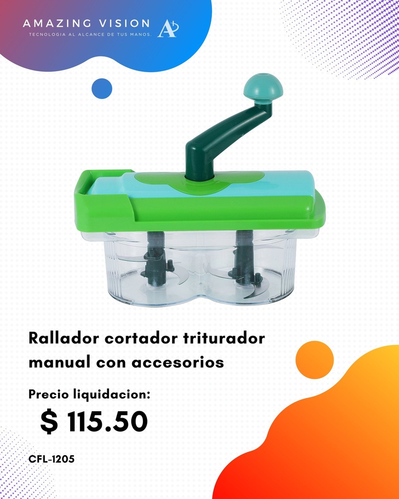 CFL-1205 Rallador cortador triturador manual con accesorios