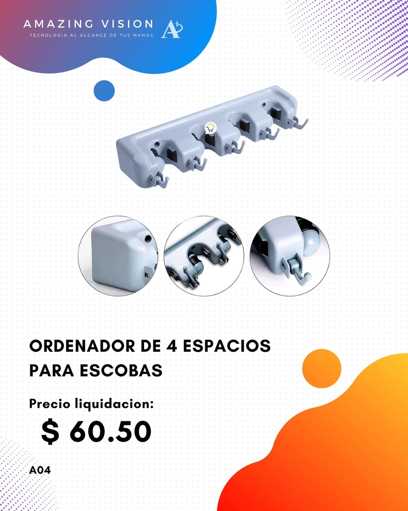 A04 ORDENADOR DE 4 ESPACIOS PARA ESCOBAS Y MAS