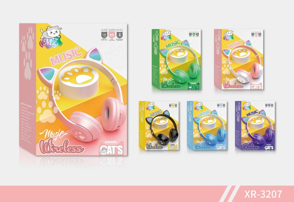 XR-3207 AUDIFONO BLUETOOTH CON OREJAS DE GATO