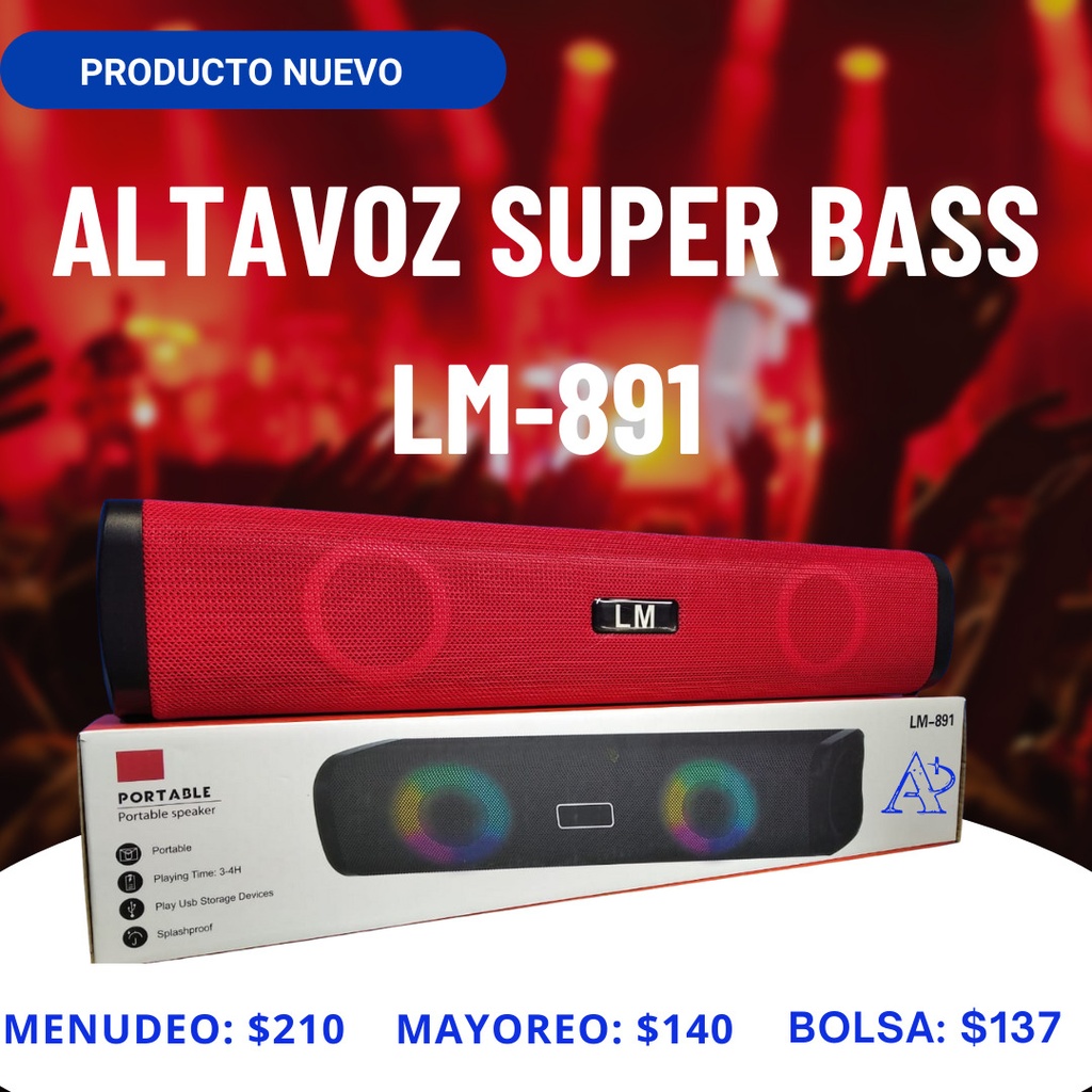 (ALTAVOZ SUPER BASS LM-891) Barra de sonido Bluetooth  con iluminacion RGB