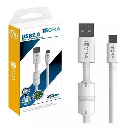 CAB031 1HORA Cable Micro USB V8 1.5M (B/N)