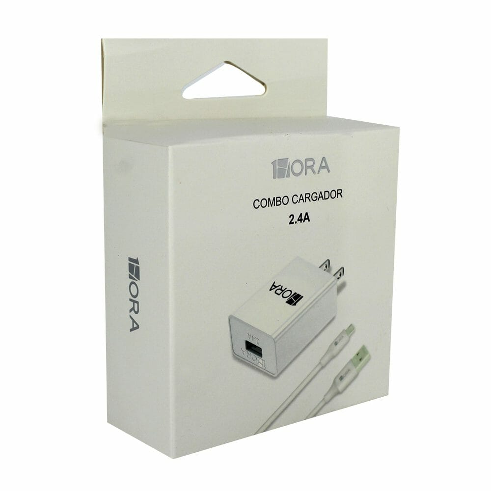GAR124 CUBO Y CABLE 1HORA V8 2.4A NEGRO BLANCO