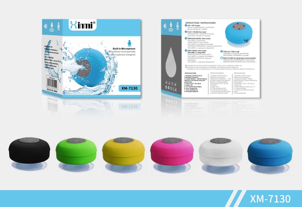 Altavoz impermeable con ventosa XM-7130