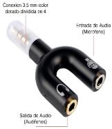 [ZJT-09] Divisor De Audio Estereo 3.5 Mm Para Microfono Y Audifonos(ZJT-09)