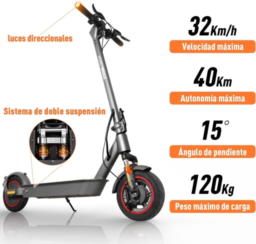 [E9 MAX] HONEYWHALE E9 MAX Scooter Eléctrico Plegable para Adultos