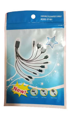 [By-801] By-801 Cable Usb Multicargador Cable Pulpo 10 Salidas Diferentes Color Negro