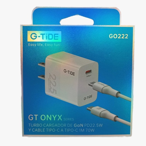 [GO222(GO223)] GT ONYX GO222(GO223) Cargador Completo Tipo C A TIPO-C 1M 22.5W