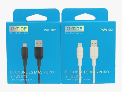 [PAB102-PAW102] (PB101-2)PAB102 / PAW102 G-tide Cable Usb  Tipo Lighting 1M
